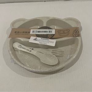 Happy Life 3 Pcs children’e Diveded plate set by Wheat Bear plate Biodegradable